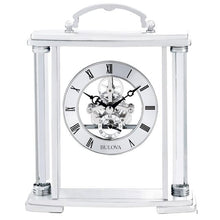 Load image into Gallery viewer, Bulova Floating Skeleton Metal Tabletop Mantel Clock