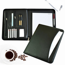 Load image into Gallery viewer, A4 Leather Zipper Business Padfolio Organizer