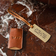 Load image into Gallery viewer, Leather & Solid Brass Luggage Tag