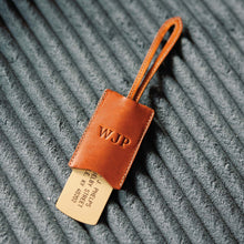 Load image into Gallery viewer, Leather & Solid Brass Luggage Tag