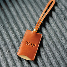 Load image into Gallery viewer, Leather & Solid Brass Luggage Tag