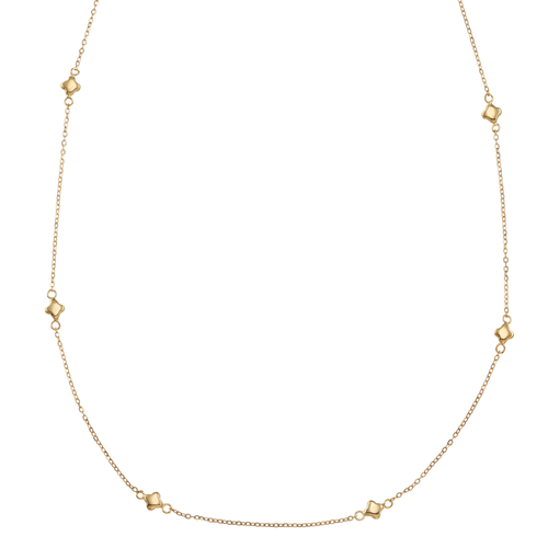 Artisan 14k Gold Clover Station Necklace
