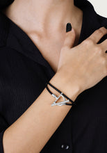 Load image into Gallery viewer, Cheval Leather Wrap Bracelet, Silver