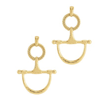Load image into Gallery viewer, Cheval Bit Drop Earrings, Gold