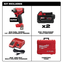 Load image into Gallery viewer, M18 Fuel Surge 1/4&quot; Hydraulic Driver Kit W (2) XC5.0 Battery Charger Case (Brushless Lithium Ion Cordless)