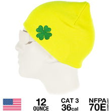 Load image into Gallery viewer, Flame Resistant &quot;Stay Lucky&quot; HiVis Skull Cap With Shamrock Logo