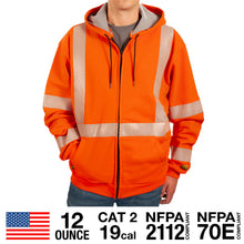 Load image into Gallery viewer, FR Orange Zip-Up Hoodie with CSA Striping