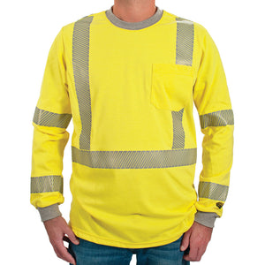 Oro Polartec Hi Visibility Flame Resistant Shirt with Segmented Striping