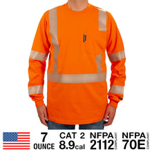 Load image into Gallery viewer, Enhanced Visibility FR Shirt with Silver Striping - X Pattern Back Striping