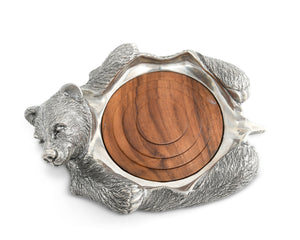 Pewter Black Bear Rug Wine Coaster