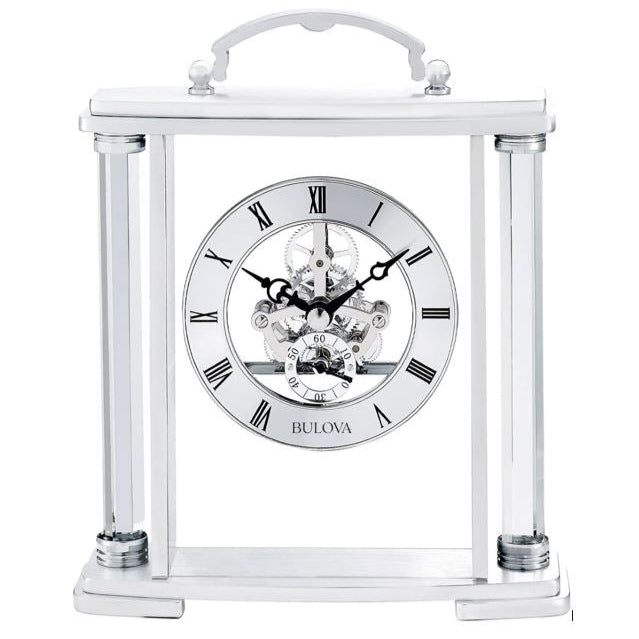 Bulova Floating Skeleton Metal Tabletop Mantel Clock