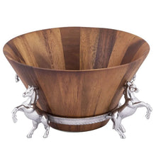 Load image into Gallery viewer, Horse motif wood salad bowl