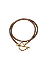 Load image into Gallery viewer, Cheval Leather Wrap Bracelet, Gold