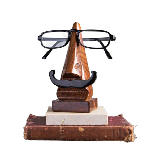 Mustache Eyeglass Holder Stand - Handmade Wood