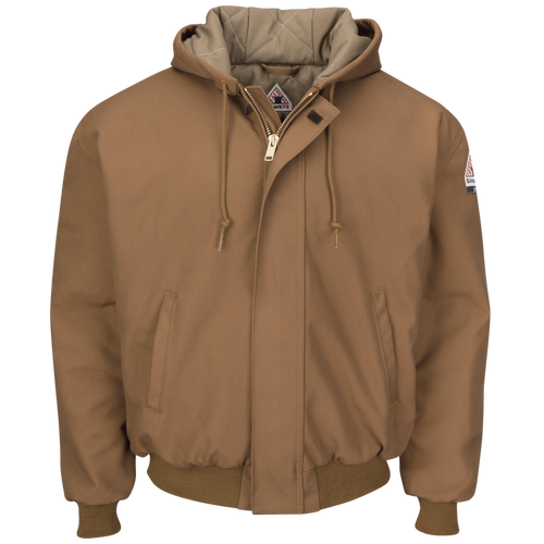 Men's Heavyweight FR Insulated Brown Duck Hooded Jacket