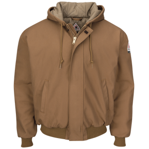 Men's Heavyweight FR Insulated Brown Duck Hooded Jacket
