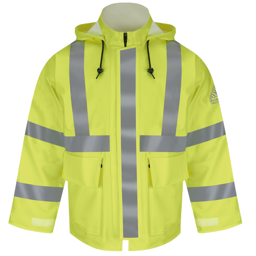 Men's FR Hi-Visibility Rain Jacket with Hood
