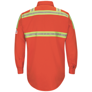 Men's Midweight FR Enhanced Visibility Uniform Shirt with Silver/Yellow Striping