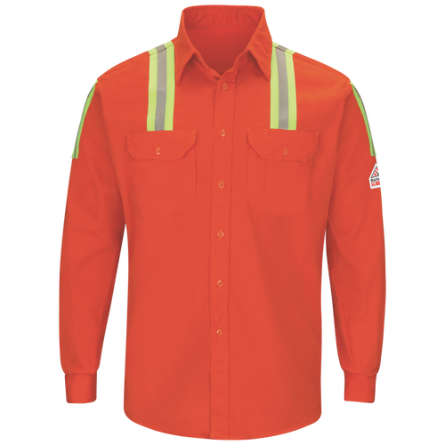 Men's Midweight FR Enhanced Visibility Uniform Shirt with Silver/Yellow Striping