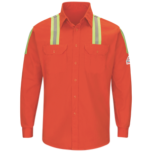 Men's Midweight FR Enhanced Visibility Uniform Shirt with Silver/Yellow Striping