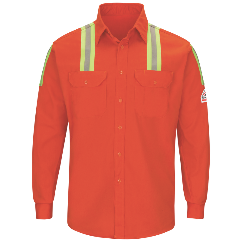 Men's Midweight FR Enhanced Visibility Uniform Shirt with Silver/Yellow Striping