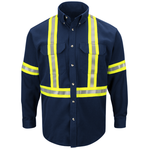 Men's Midweight FR Enhanced Visibility Uniform Shirt with Reflective Trim