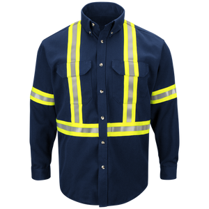 Men's Midweight FR Enhanced Visibility Uniform Shirt with Reflective Trim