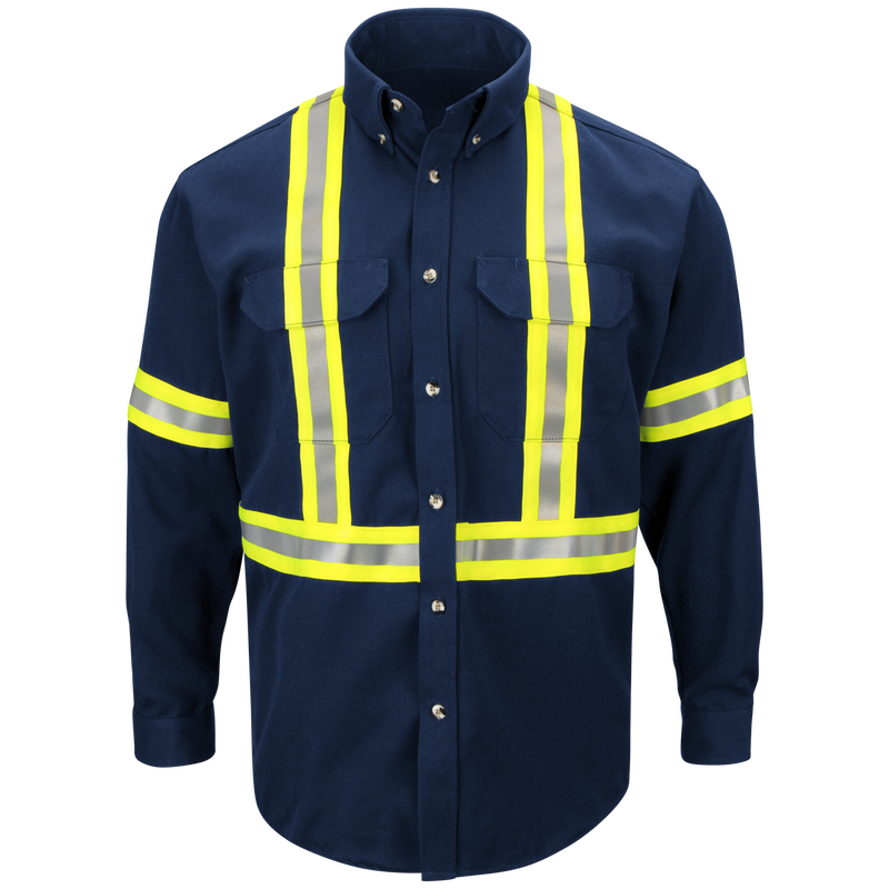 Men's Midweight FR Enhanced Visibility Uniform Shirt with Reflective Trim