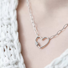 Load image into Gallery viewer, Sterling Silver and Heart Paper Clip Necklace