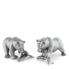 Load image into Gallery viewer, Pewter Fishing Bear Salt &amp; Pepper Set