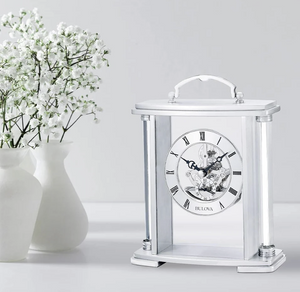 Bulova Floating Skeleton Metal Tabletop Mantel Clock