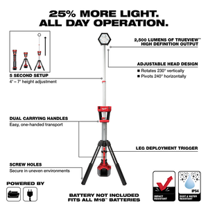 M18 Rocket Dual Power LED Light Tower 2500 Lumen Tool Only (Lithium Ion Cordless)