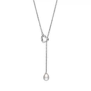 Freshwater White Pearl and Sterling Silver Lariat Necklace