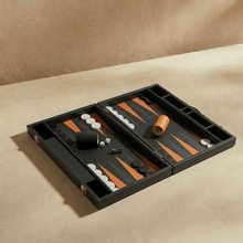 Load image into Gallery viewer, Leather Backgammon Set - Black And Brown