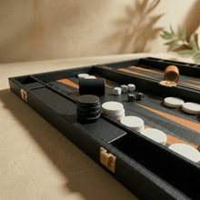 Load image into Gallery viewer, Leather Backgammon Set - Black And Brown