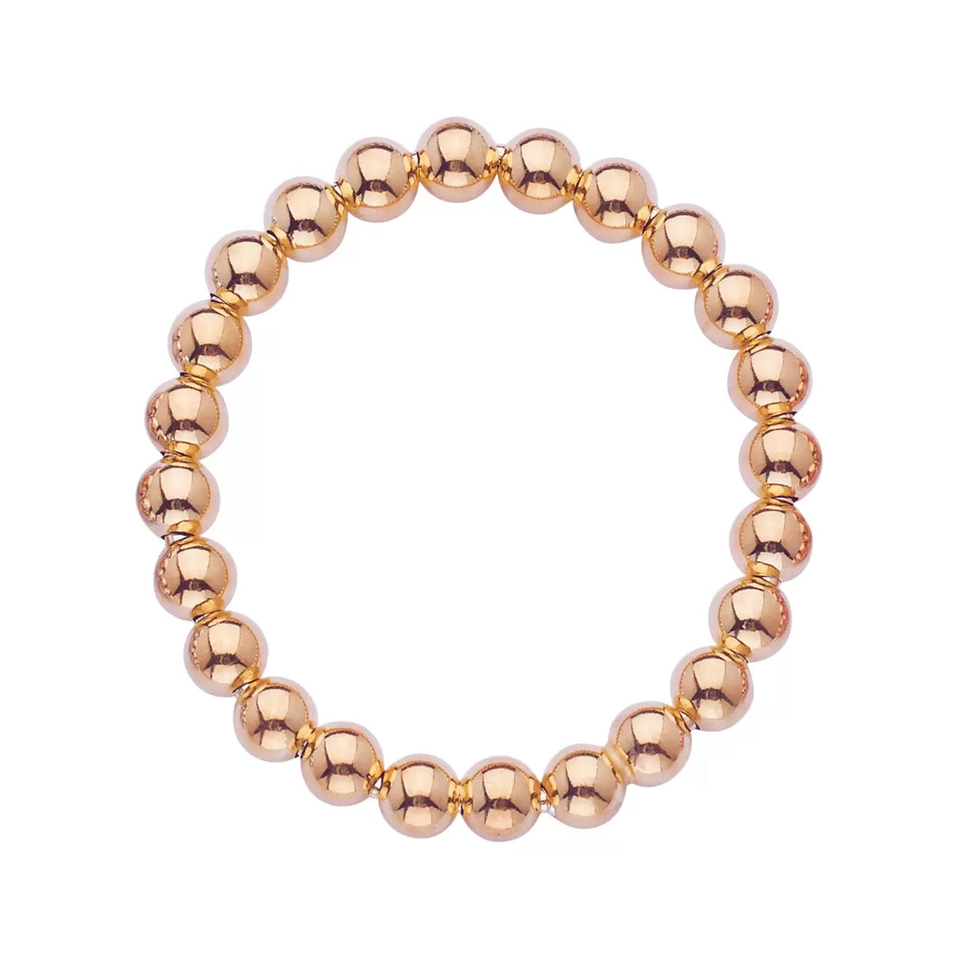 Rose Gold Overlay 8mm Bead Stretch Bracelet