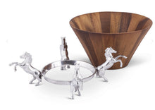 Load image into Gallery viewer, Horse motif wood salad bowl