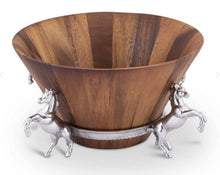 Load image into Gallery viewer, Horse motif wood salad bowl