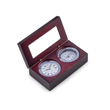 Load image into Gallery viewer, Mahogany Compass &amp; Clock