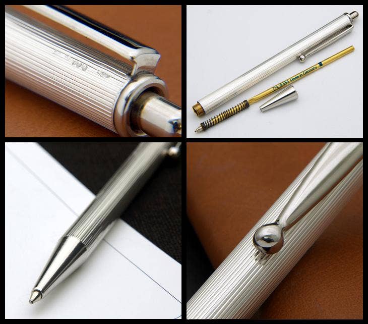 Ballpoint Sterling Silver Line Pattern Pen