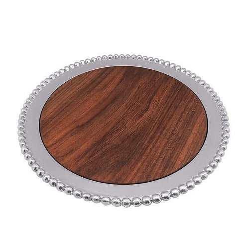 Dark Wood Pearled Round Cheese Board