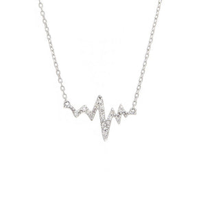 14k White Gold Heart Beat Necklace