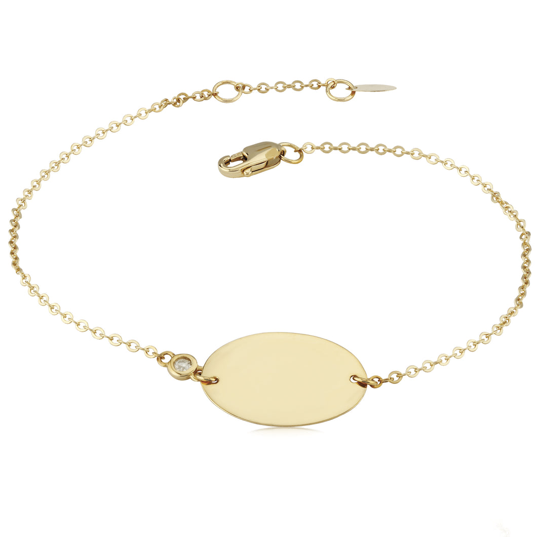 14k Gold Oval Disc Bracelet