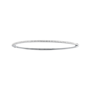 Classic 18k White Gold and Diamond Hinged Bangle