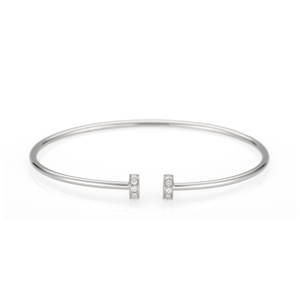 18k White Gold and Diamond Nail Head Cuff Bracelet