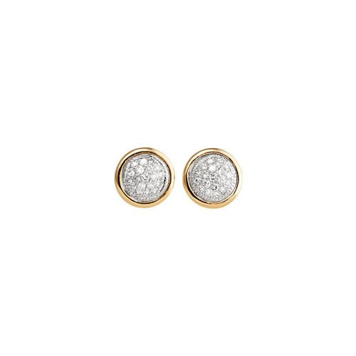 14k Yellow Gold Diamond Pave Stud Earrings