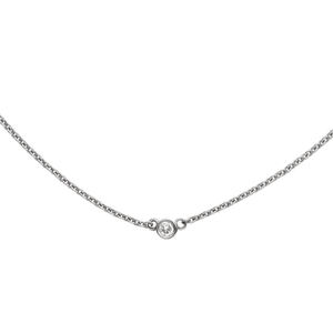 Classic 14k White Gold and Bezel Diamond Necklace