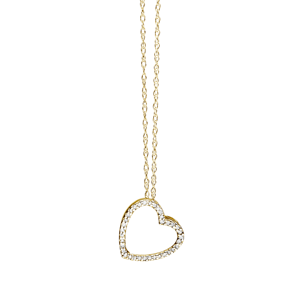 Classic 14k Gold and Diamond Heart Necklace