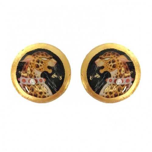 Erté Leopard Stud Earrings