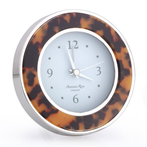 Addison Ross Tortoiseshell & Silver Silent Alarm Clock